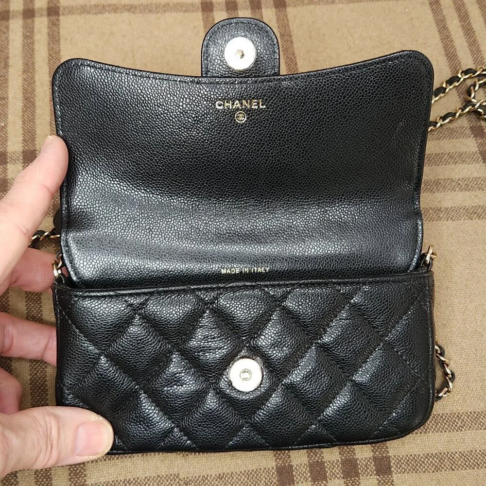 Chanel Black Wallet on Chain Leather Crossbody Bag, Authentic